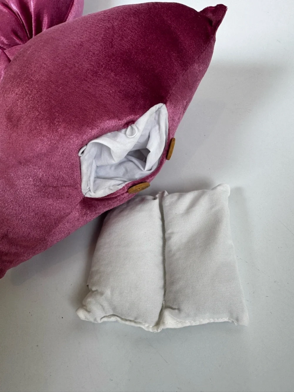 Oversized Viral Snuggle Buddy Velvet Pink Bow Pillow Decor approx 18”x19”